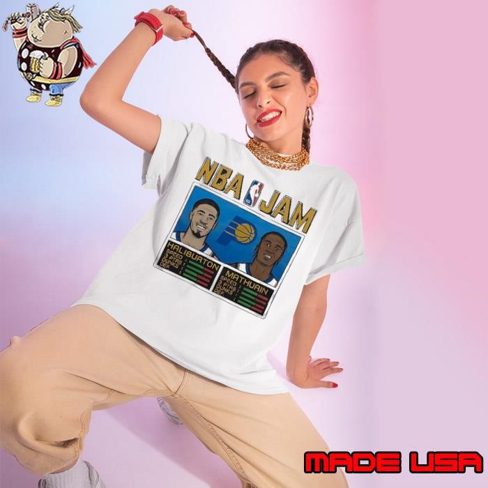Haliburton and Mathurin NBA Jam Ladies tee