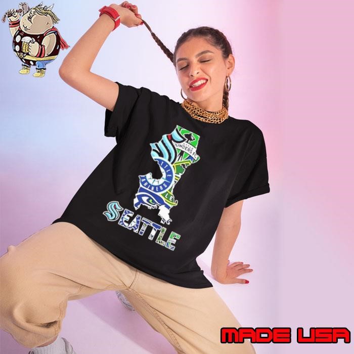 Seattle sports team map logo Ladies tee