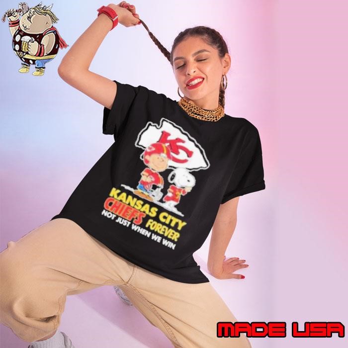 Kansas City Chiefs Charlie Brown Snoopy Chiefs Forever Not Just When We Win Ladies tee