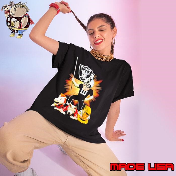 Las Vegas Raiders mascot step on mascots other with flag Ladies tee