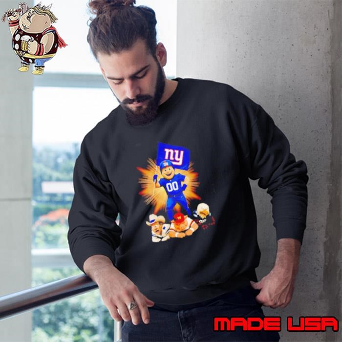 New York Giants mascot standing with flag Sweatshirt