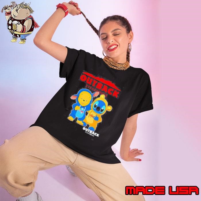 Outback steakhouse pooh and stitch friends Ladies tee