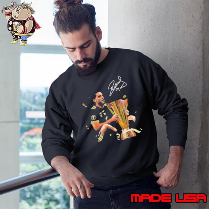 Raúl Jiménez holding Trophy Concacaf Gold Cup Mexico 2025 Champions signature Sweatshirt