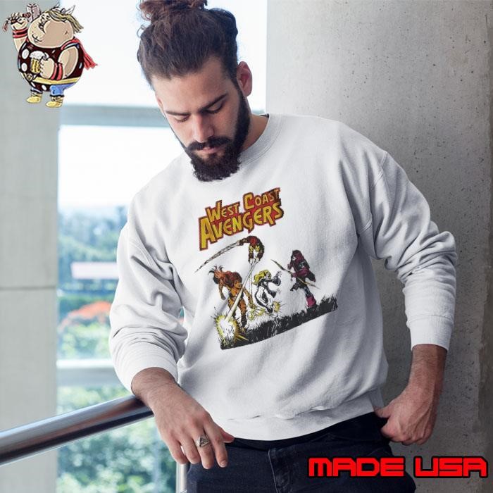 Robert Downey Jr wearing West Coast Avengers Sweatshirt
