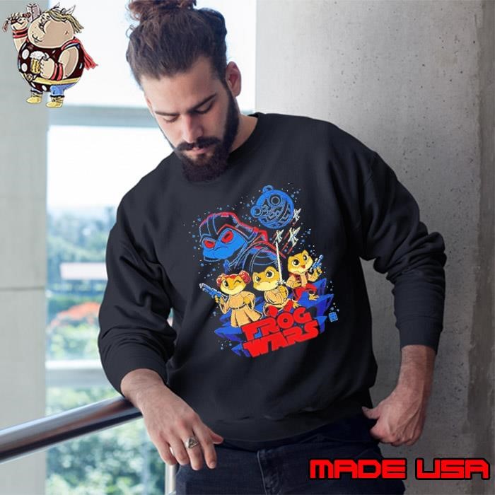 Star Wars frogs as Darth Vader Princess Leia Luke Skywalker and Han Solo Frog Wars Sweatshirt