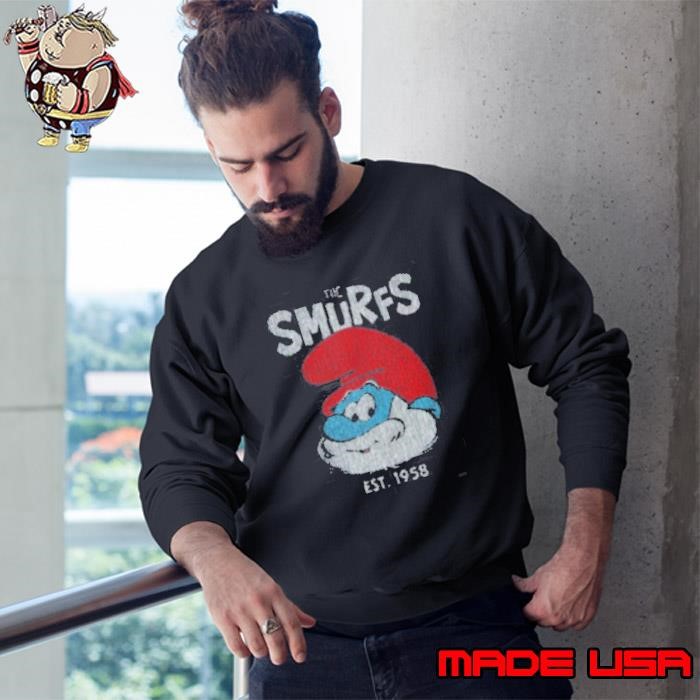 The Smurfs Vintage Papa Smurf Est. 1958 Retro Cartoon Sweatshirt