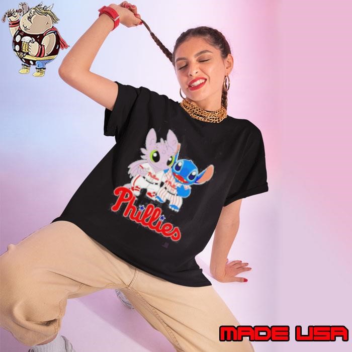 Toothless Night Fury And Stitch Philadelphia Phillies Ladies tee