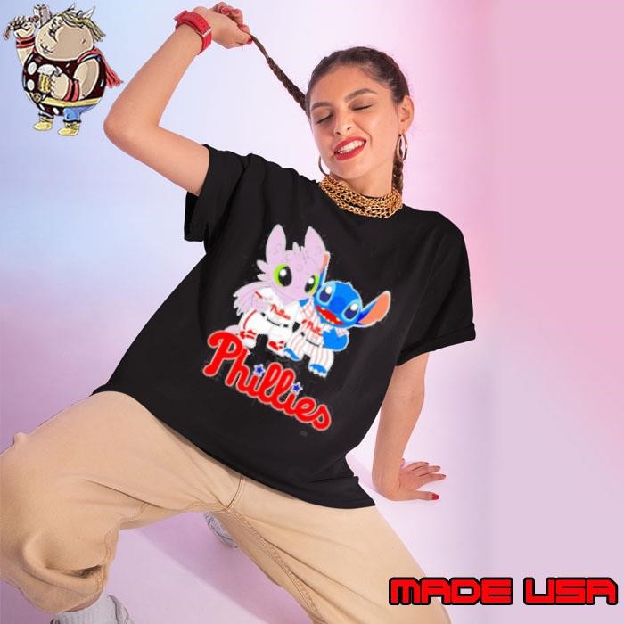 Toothless Night Fury and Stitch Philadelphia Phillies Ladies tee